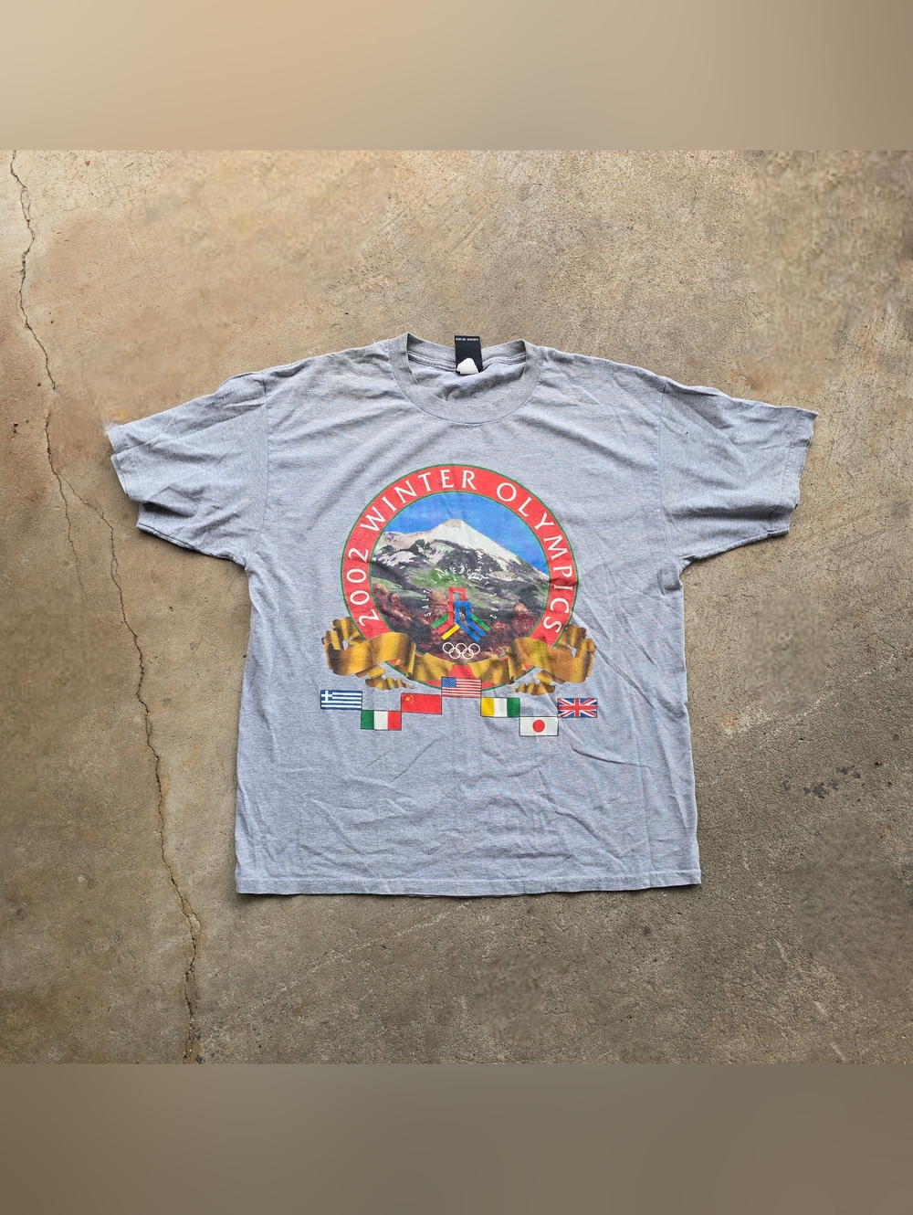 Vintage 2002 Salt Lake City Winter Olympics T-Shirt XL Flags Logo